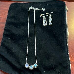 Brighton Silver Necklace and Earrings Set with Blue Gemstones